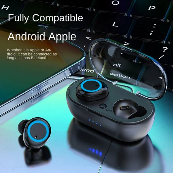 Fones de ouvido sem fio TWS Fones de ouvido Bluetooth com controle de toque Fones de ouvido esportivos Microfone funciona em todos os smartphones Fone de ouvido musical ecouteur cuffie Fones de ouvido auriculares