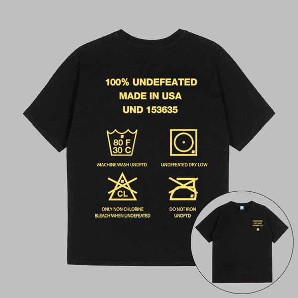 Nero Bianco Care Label Stampa Undefeated Mens Designer T-shirt T-shirt a maniche corte UNDFTD Giappone uomo Abbigliamento 100% cotone T-shirt grafiche Magliette oversize S-2XL