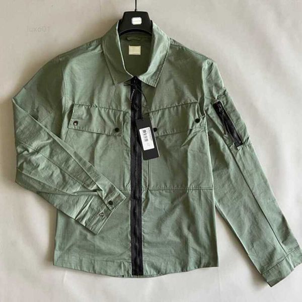 Vestuário de nylon tingido utilitário overshirt homens jaquetas casuais zíper ao ar livre à prova de vento casacos tamanho m-xxl preto exército greenakmq