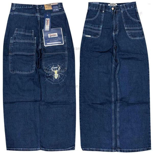 Jeans da uomo multi tasche ricamati da uomo Harajuku Street pantaloni hip-hop tute casual larghe oversize abbigliamento larghi