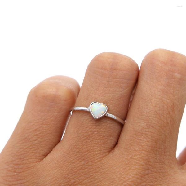 Cluster anéis real 925 prata esterlina branco fogo opala amor coração mulheres senhora delicada fina jóias casamento noivado