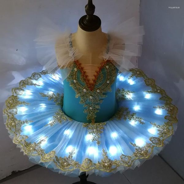 Bühnenkleidung SunFriday Tutu Ballett LED-Licht Schwanensee Ballerina Pfannkuchen Mädchen Frauen Erwachsene Kind Kleid Kinder Tanzkostüme