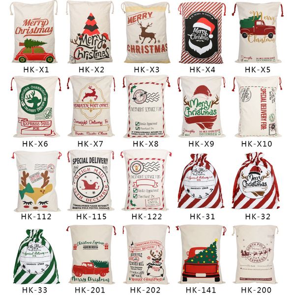 Canvas Noel Noel Bag Büyük Drawstring Candy Bags Noel Hediye Santa Çuvalları Festival Dekorasyon