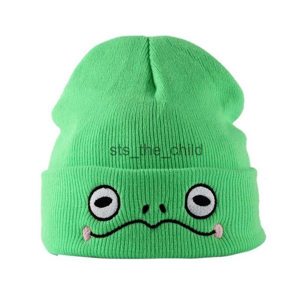 Cappellini Beanie/Teschio Kermit la Rana Cappello Beanie Rana Triste Cappelli Lavorati a Maglia Rana Verde Interessante Cappello da Donna Ricamato x0907