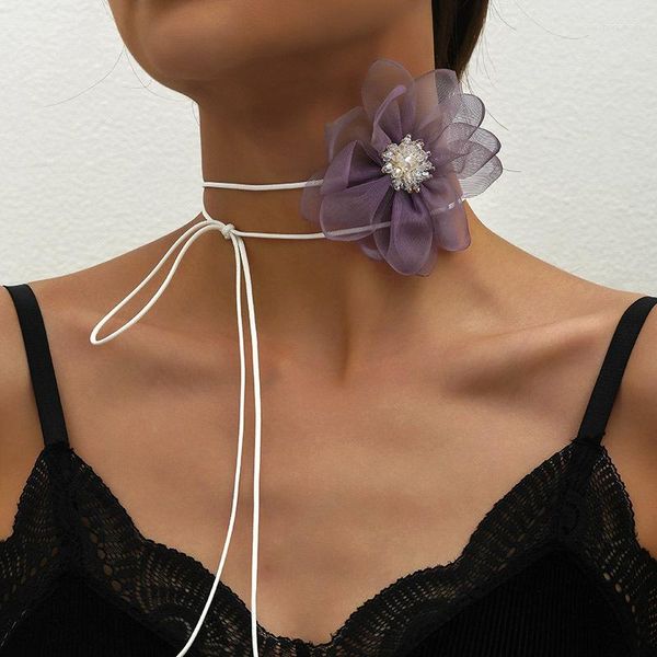 Choker Spitze Chiffon Blume Eine Der Hals Dekoration Frauen Lange Seil Kette Halskette Phantasie 2023 Party Schmuck