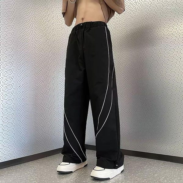 Pantaloni da uomo Y2k Streetwear Chic Tooling Pantaloni a gamba larga a gamba larga a righe stile coreano Harajuku