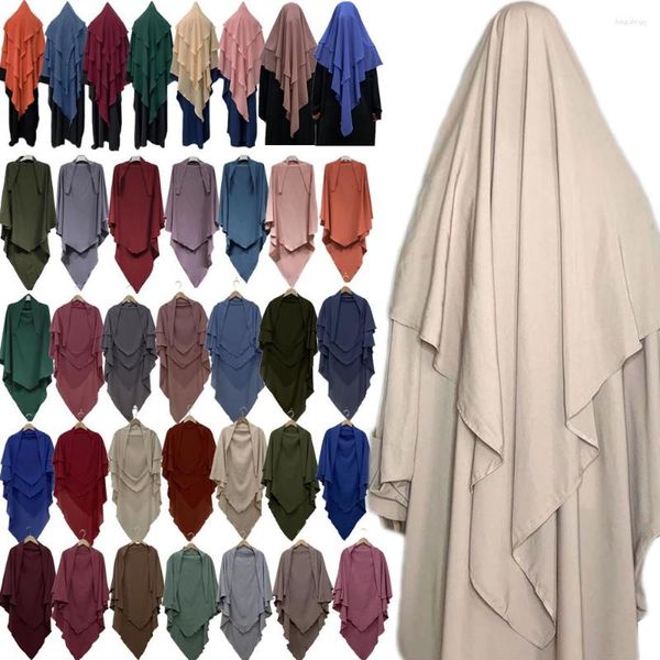 Roupas étnicas Cachecol Hijab Mulher Cor Sólida Pronto para Usar Longo Khimar Dubai Turco Islâmico Muçulmano Lenço Oração Vestuário Headcover