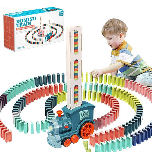 Детские блоки, 360 шт., набор поездов-домино, игрушки, электрическое ралли, автоматическое укладочное здание для мальчиков и девочек, подарок 230907