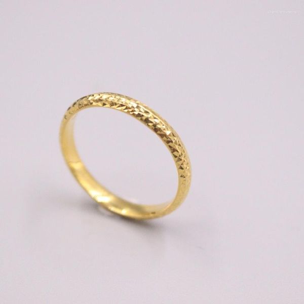 Ringos de cluster Solid Pure 18kt Yellow Gold Ring Mulheres Mulheres 2mm Estrela completa 0,8-1g US5-9