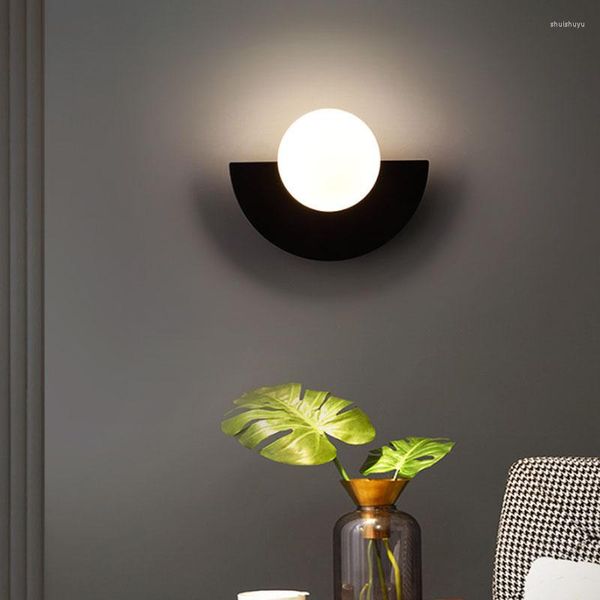 Lampada da parete Nordic LED Vetro Camera da letto Arte Minimalista Sala da comodino Luce Moderna El Decoracion Pared Elettrodomestico