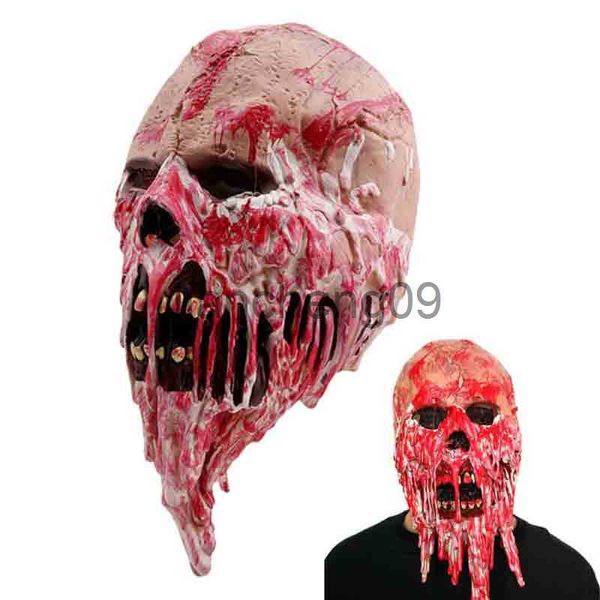 Máscaras de festa Halloween sangrento rosto zumbi máscara assustador traje festa cosplay fantasma horror chapelaria látex derretendo máscara de crânio de sangue x0907