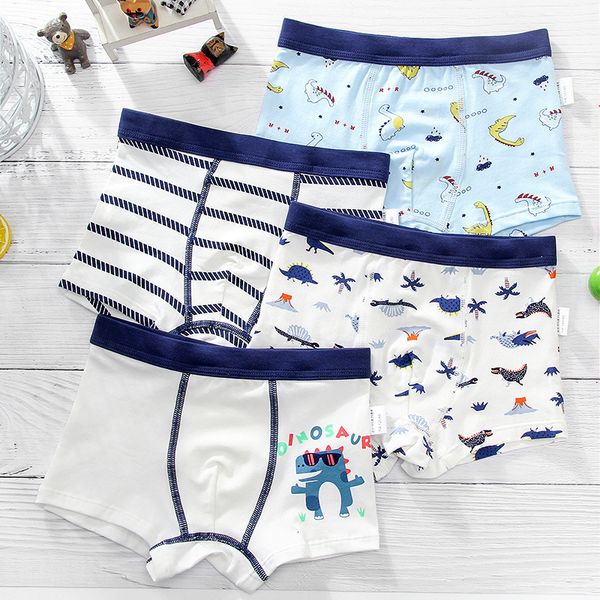 Höschen 4PCS LOT Kinder Jungen Unterwäsche Cartoon Kinder Shorts Baby Junge Kleinkind Boxer Streifen Teenager Baumwolle Unterhosen 230906