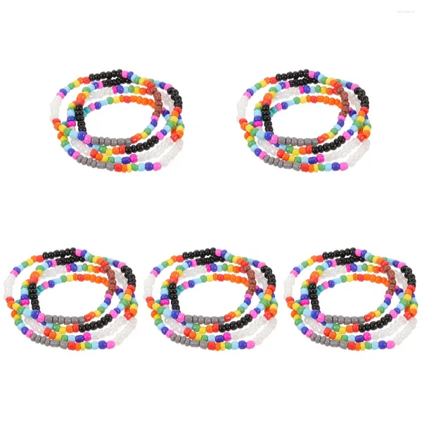 Charme Pulseiras 20 Pcs Stretch Pulseira String Frisada Mulheres Bohemian Girl Pulso Jóias Bangle Elástico Estético