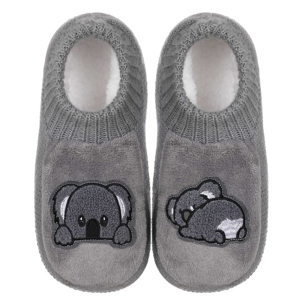 Chinelos Cute Animal Slipper Meias para Mulheres com Pinças Inverno Quente Chinelos de Malha Não Slip Fuzzy Meias Cozy Bed Socks Presentes-Koala X0905