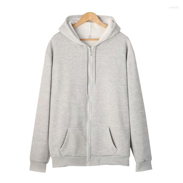 Erkek Hoodies Zip Hoodie Unisex Erkekler Renkli Kapşonlu Gevşek Gevşek veya Siyah Beyaz Gri Polar Ceket