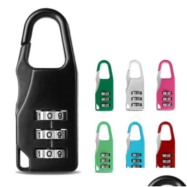 Serrature per porte Mini lucchetto Sicurezza antifurto per valigia Cancelleria Zaino portatile da viaggio per esterni 7 colori Drop Dhgarden Dhcuv