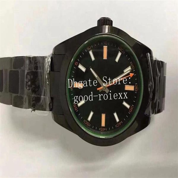 Relógios luminosos para homens relógio de vidro cristal verde bp automático 2813 movimento ar safira rei preto dlc revestimento pvd b277i