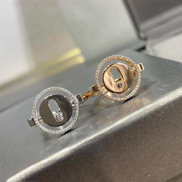 Moda argento sterling 925 anelli portafortuna per le donne fede nuziale in cristallo danza pietre laterali anello in movimento gioielli per incontri francesi 174N