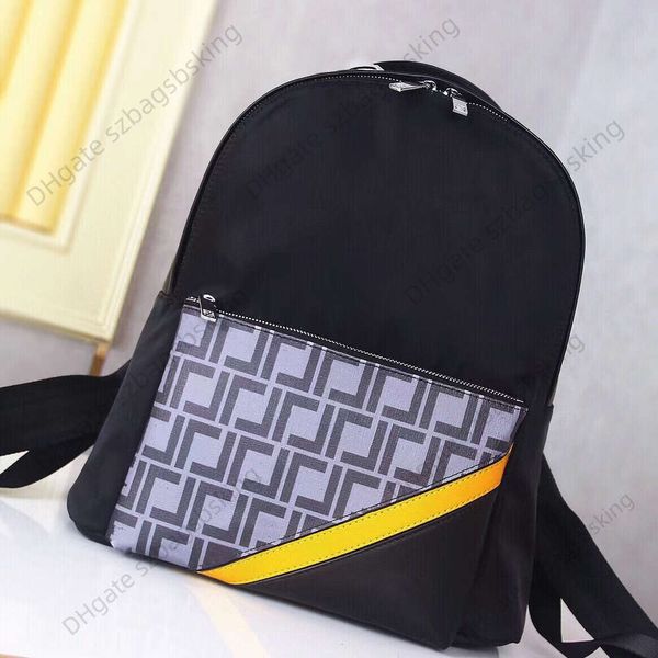 Bolsa de designer masculina nova mochila de ombro top couro impresso patchwork cor esportes ao ar livre sacos de viagem mulheres grande capacidade moda all-match bolsa escolar de lazer