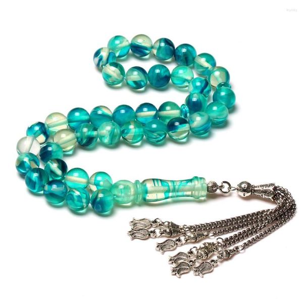 Strand muçulmano tesbih pulseira 10mm 33 contas rosário islâmico grânulo oração resina âmbar preocupação misbaha tasbih