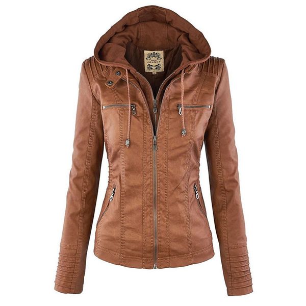 Jaquetas femininas Mulheres Faux Leather Moda Jaqueta Básica Casaco Feminino Inverno Motocicleta Jaqueta Faux Couro Camurça PU Zipper Hoodies Outwear 230907