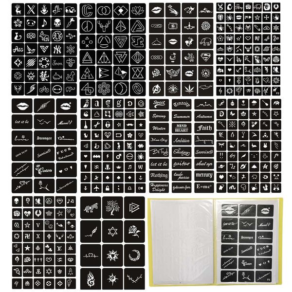 Outros suprimentos de maquiagem permanente 365 PCS 10 páginas A4 tamanho Airbrush Stencils para pintura crianças rosto dedo padrão tatuagem temporária estêncil henna adesivos 230907