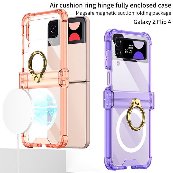 Neu Für Samsung Galaxy Z Flip 5 4 3 Wireless Charging Fall Magnet Galvani Transparent Ring Halter Klapp Hingle Abdeckung