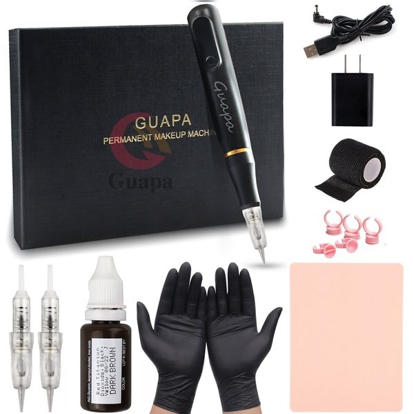 Kits de armas de tatuagem Kit de máquina de maquiagem permanente para sobrancelhas Microblading Shading Eyeliner Lip Microshading PMU Pen Gun com tinta 230907