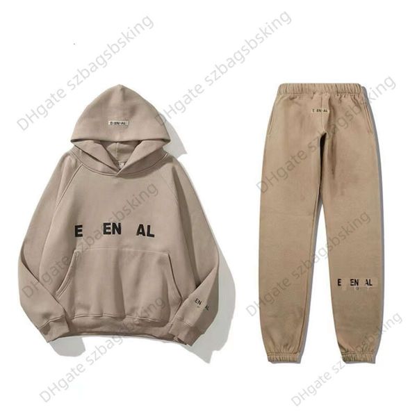 Sonbahar/Kış Spor Giyim Moda Markası Erkekler Hoodie Kadın Sweatshirt Esentianl High Street Ras Direk Jumper Çift Jogging Wear Lüks Termal Katlar ve Pantolon