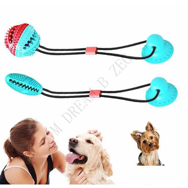 Brinquedos para cães mastiga 4 cores mtifunction pet molar mordida brinquedo interativo diversão vazamento comida com ventosa animais de estimação bola de borracha gota entrega ho dhspb