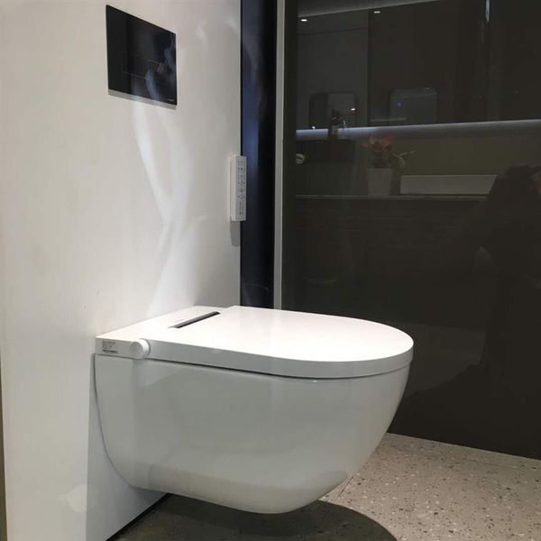 Assentos sanitários suspensos de parede Hansbo com certificado de marca d'água para panela montada em bidê, inteligência integral, descarga automática, louças sanitárias346I
