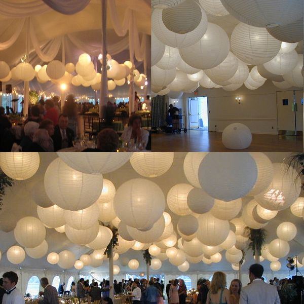 Altre forniture per feste per eventi 30/60 pezzi Decorazione di nozze Lanterna Elegante Lanterne di carta cinesi bianche Ball Lampion Paralume sospeso Party Baby Shower Decor 230907