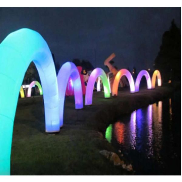 6m/8m/10m W arco di illuminazione arco gonfiabile a led archi grande arco di luce natalizia per esterni per eventi di festa con strisce