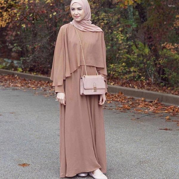 Ethnische Kleidung Abaya Kleider für Frauen Mode Mode muslimische Frauen Chiffon Kleid eleganter Umhang großer Schwung Slim Robe