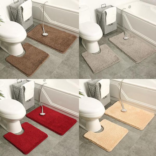 Tapetes de banho tapete tapete banheiro cor sólida toalete de duas peças antiderrapante absorção de água moderno e minimalista máquina lavável