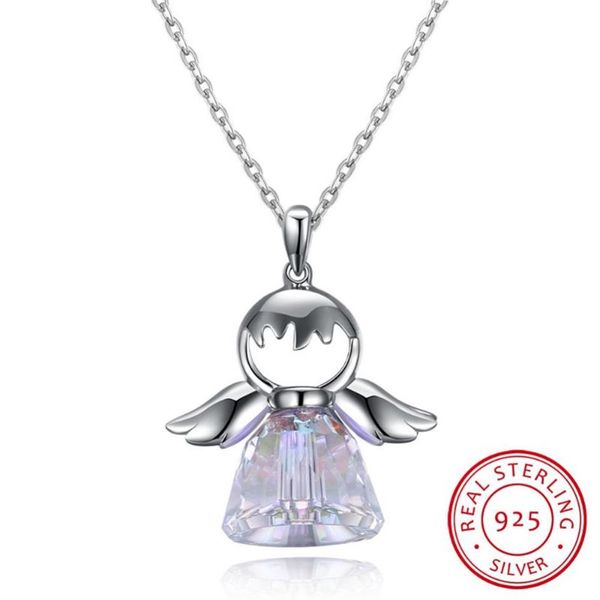 Colares Pingente Anjo da Guarda 2 Cores Cristal de Swarovskis Maxi Colar Collier Moda Jóias Nome Bead221F