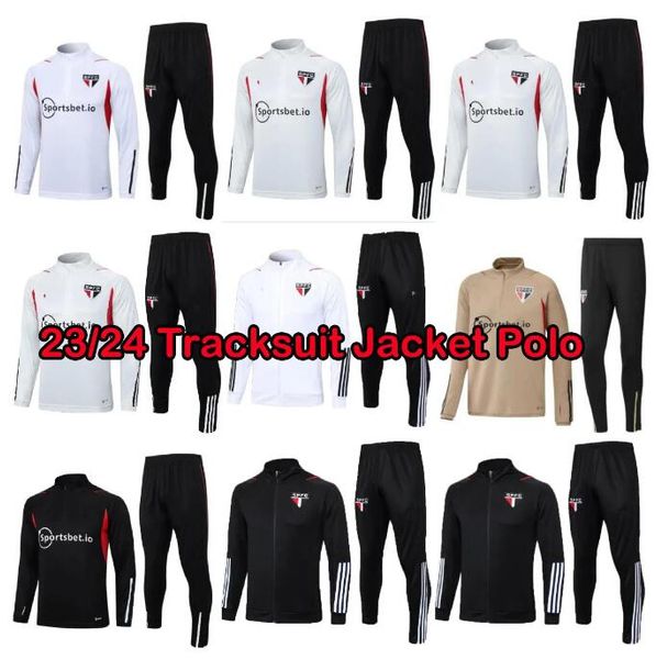 23 24 São Paulo Tracksuit Jaqueta Polo Futebol Jerseys Dani Alves Adulto Kits Uniformes Luciano Igor Gomes Pablo Camisa de Pé Full Zipper Futebol Terno Survetement