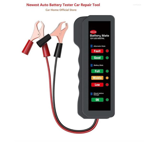 Tester per alternatore batteria auto Est 12V con luci a LED Tester Strumento di riparazione auto diagnostico