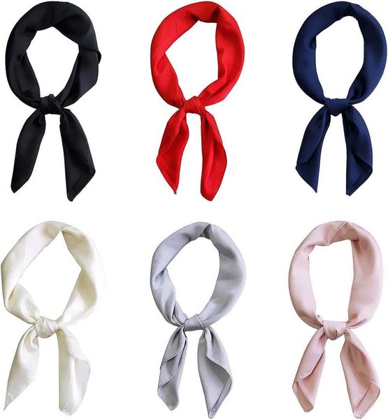 Шарфы Glamorstar атласный шейный шарф, упаковка из 6 квадратных носовых платков для женщинLF2030908