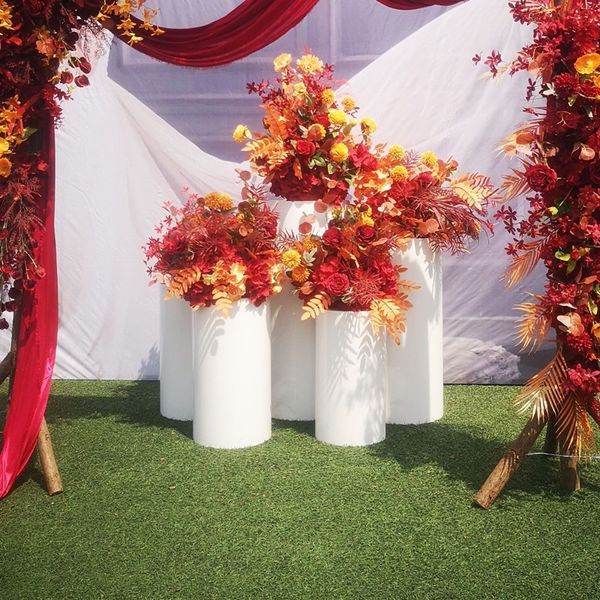 Цилиндрический пьедестал, подставка для торта, колонна с белым цветком, десертный стол для дня рождения, свадебного украшения