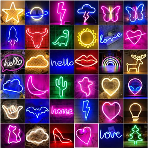 LED Neon Night Light Art Sign Wall Room Home Party Bar Cabaret Decorazione di nozze Regalo di Natale Apparecchi per appendere a parete Carta da parati I277B