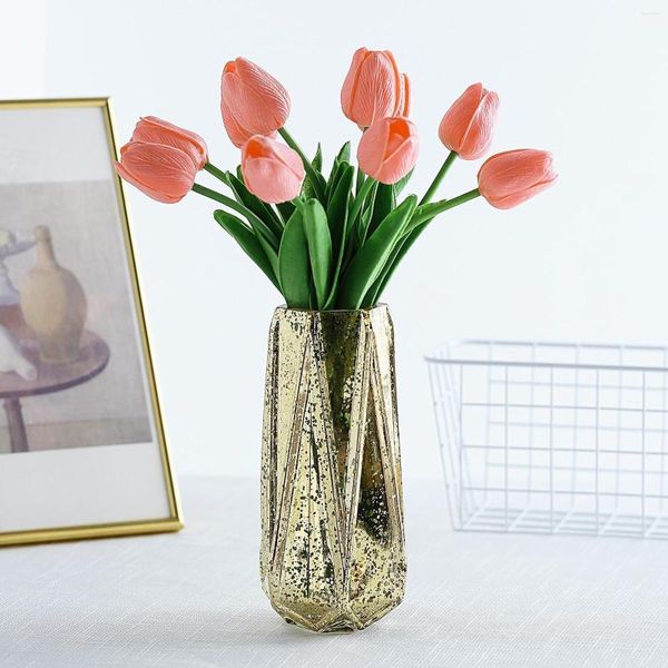 Fiori decorativi 10 pezzi tulipano artificiale falso bouquet falso tocco reale casa decorazione della festa nuziale tulipani da giardino fiorito