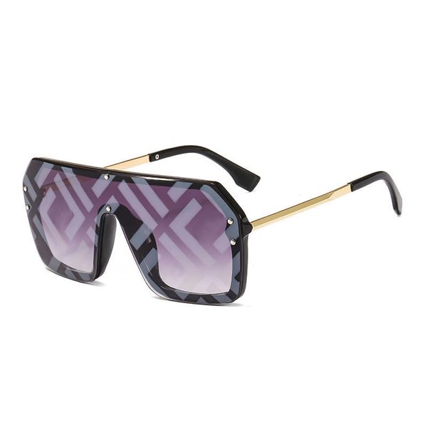 Letra F Lens Sunglasses Designer UV400 Polarizando Adumbral para Mens Womens Trendy Golden Full Frame Oversize Eyeglass