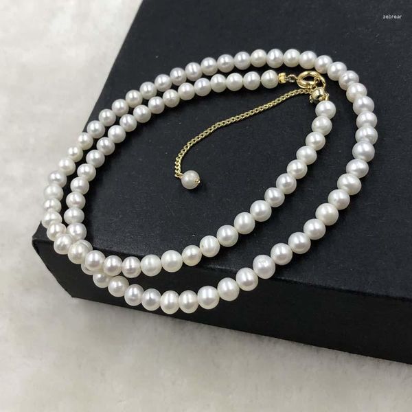 Choker ELEISPL JEWELRY Kleine Perlen 5 mm weiße FW-Perlen Halskette Gratis Armband