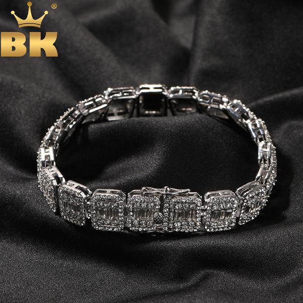 Barko Bling King 13mm çinko alaşım Bageteston bilezik mikro asfalt bling s bağlantı zinciri moda erkek hiphop mücevher 230908