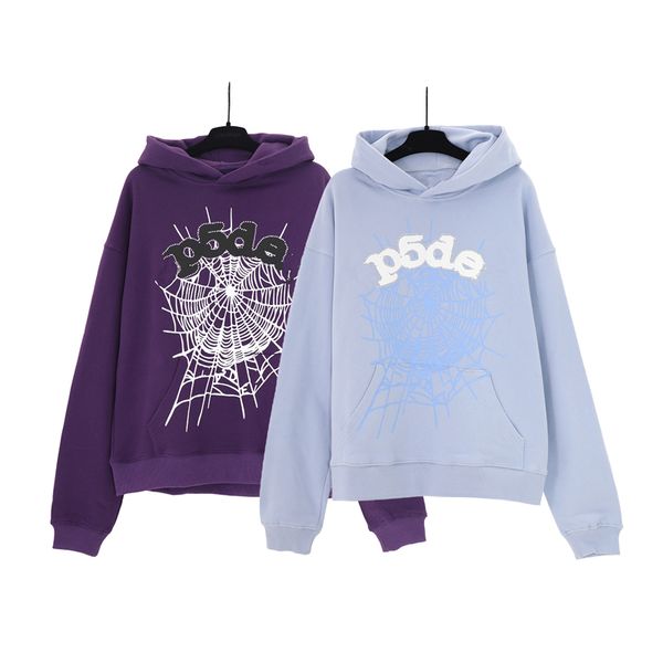 Erkek Hoodie SP5 Moda Tasarım Örümcek Web Köpük Baskılı Saf Pamuk Gevşek Takım Kazak Sıradan Erkekler ve Kadınlar Aynı Cep Açık Yaka Üst Eur Boyut S-XL H72E XJZR