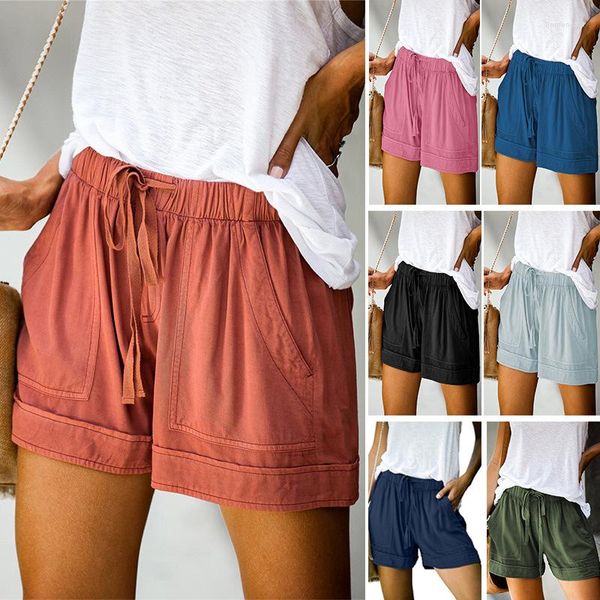 Damen-Shorts, 2023, Sommer, lässig, hohe Taille, Schnürung, lockere Hose mit weitem Bein