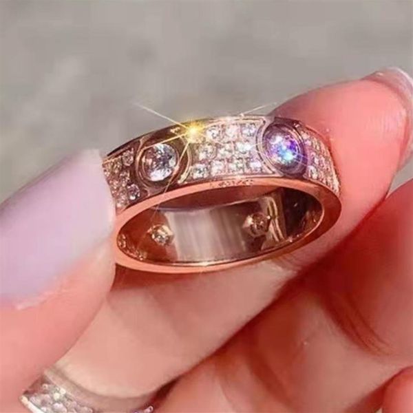 Gioielli firmati Auto di lusso uomo donna anello Anelli a fascia in oro rosa con diamanti Accessori moda Regali di San Valentino 883053