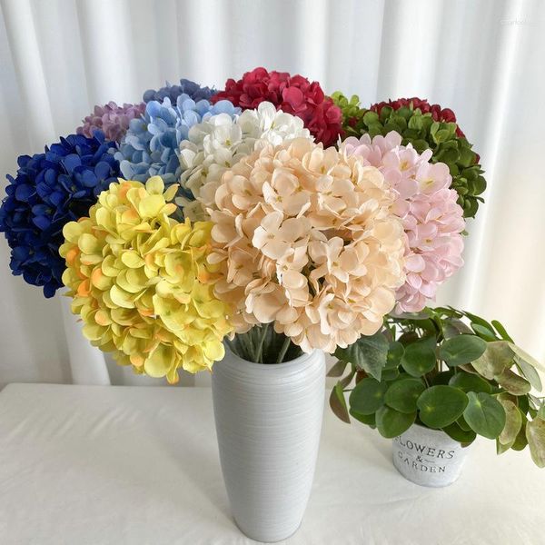 Dekorative Blumen, 1 Strauß, fühlt sich echt an, große Hortensien, künstlich, für Heimdekoration, Hochzeit, Tischdekoration