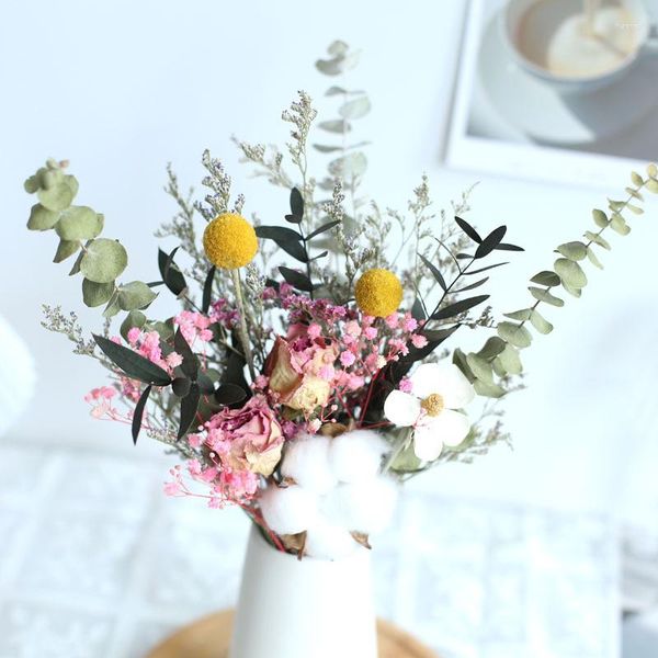 Fleurs décoratives Gypsophila séchées naturelles, marguerite blanche, Eucalyptus, décoration nordique de haute qualité, accessoires de luxe pour la maison